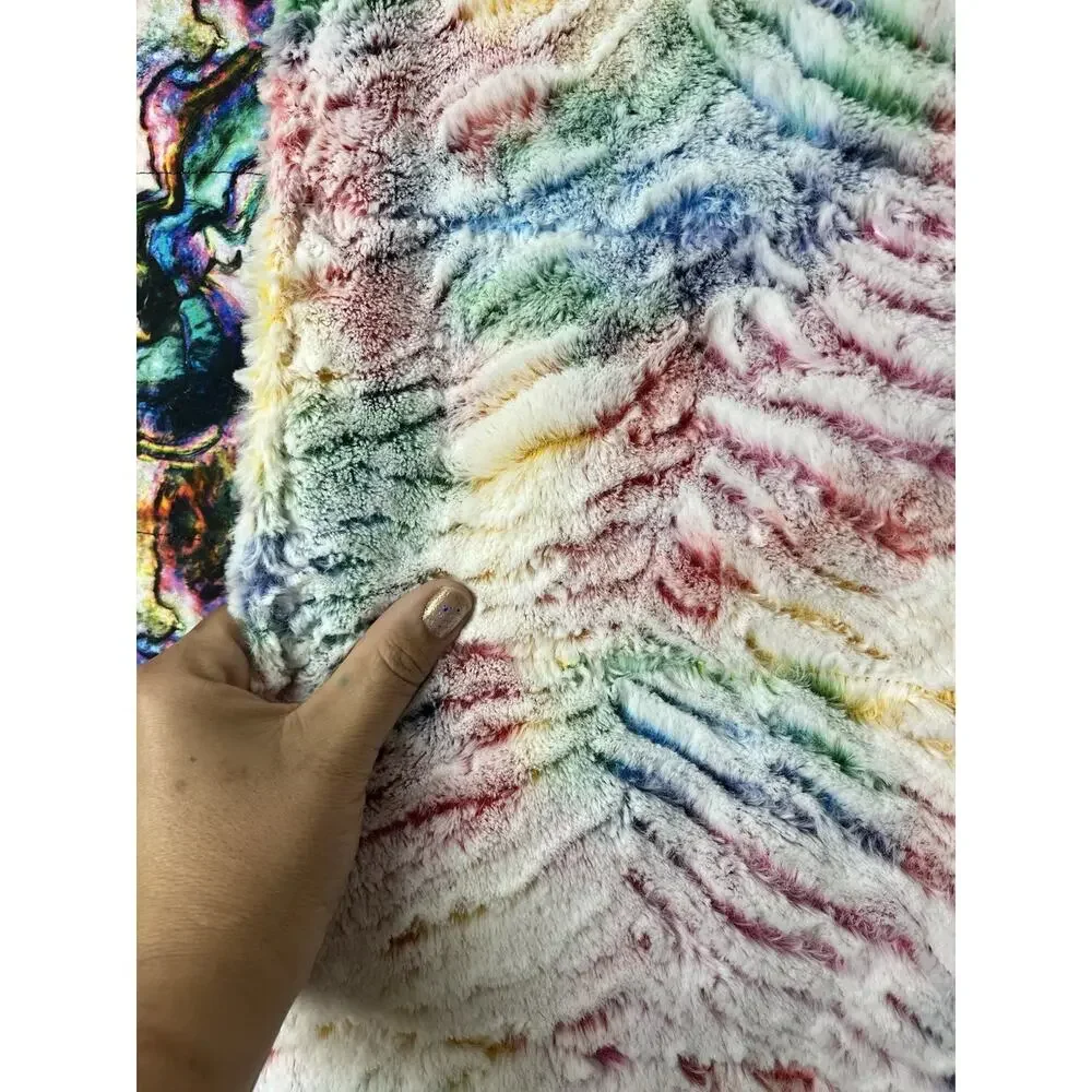 Handmade Luxe Cuddle Prism Minky Blanket Rainbow Geode Oversized Throw 53x81